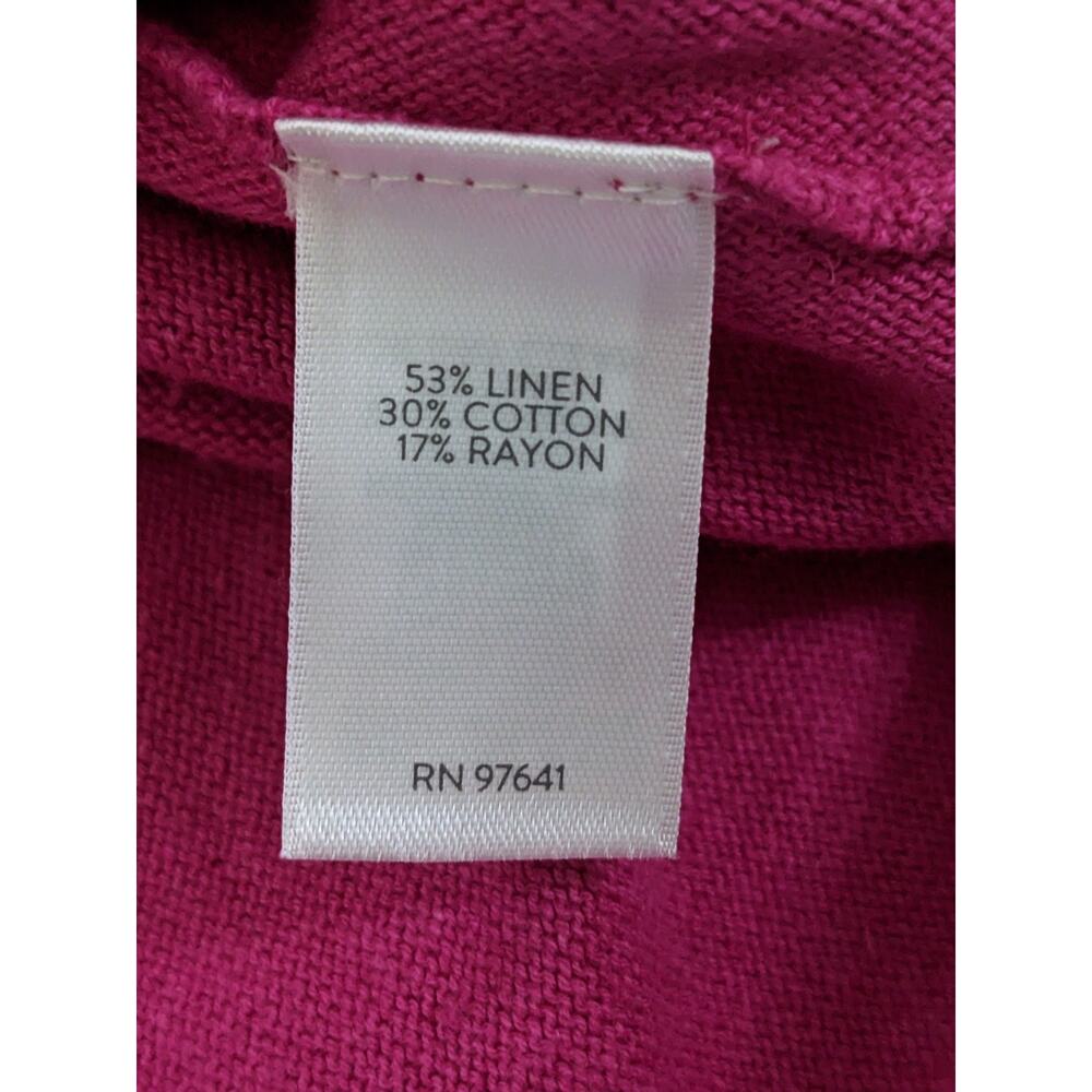 J Jill Jill Peony Pink Linen Rayon Vneck Knit Sweater Medium Lightweight New - Picture 7 of 7